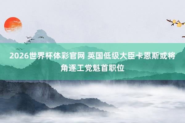 2026世界杯体彩官网 英国低级大臣卡恩斯或将角逐工党魁首职位