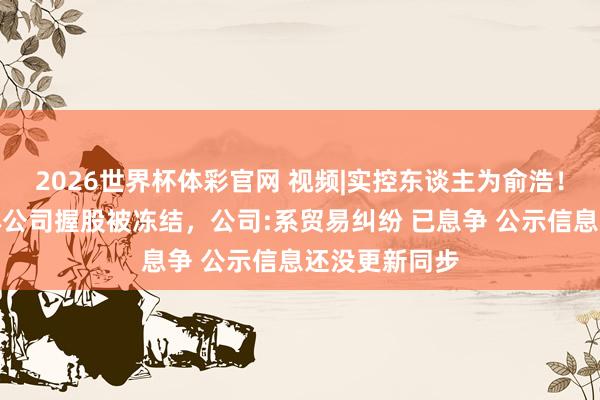 2026世界杯体彩官网 视频|实控东谈主为俞浩！追觅造车主体公司握股被冻结，公司:系贸易纠纷 已息争 公示信息还没更新同步