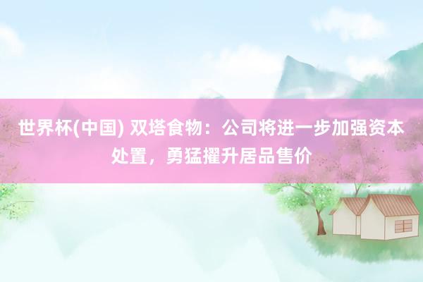 世界杯(中国) 双塔食物：公司将进一步加强资本处置，勇猛擢升居品售价