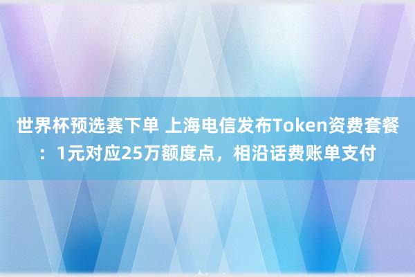 世界杯预选赛下单 上海电信发布Token资费套餐：1元对应25万额度点，相沿话费账单支付