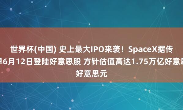 世界杯(中国) 史上最大IPO来袭！SpaceX据传最早6月12日登陆好意思股 方针估值高达1.75万亿好意思元