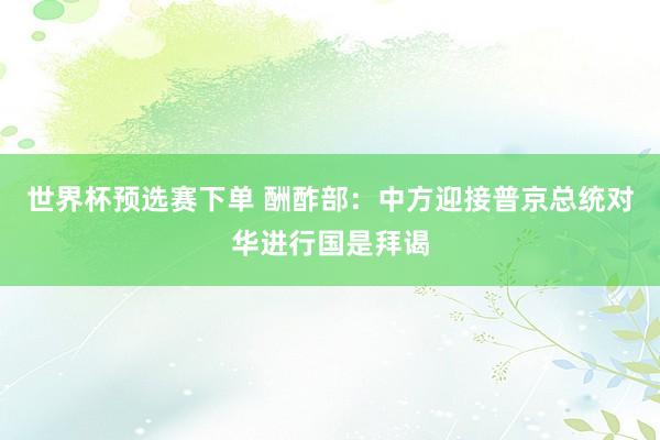 世界杯预选赛下单 酬酢部：中方迎接普京总统对华进行国是拜谒