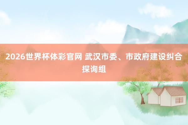 2026世界杯体彩官网 武汉市委、市政府建设纠合探询组