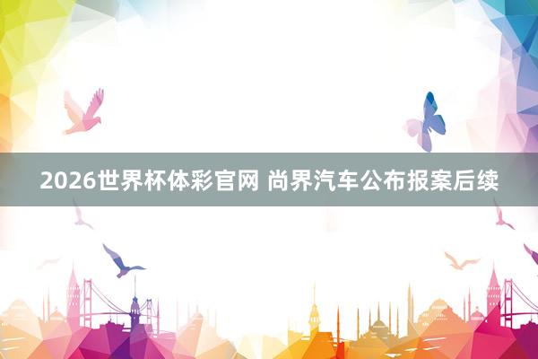 2026世界杯体彩官网 尚界汽车公布报案后续