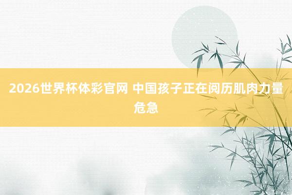 2026世界杯体彩官网 中国孩子正在阅历肌肉力量危急