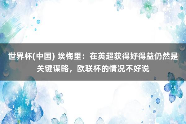 世界杯(中国) 埃梅里：在英超获得好得益仍然是关键谋略，欧联杯的情况不好说
