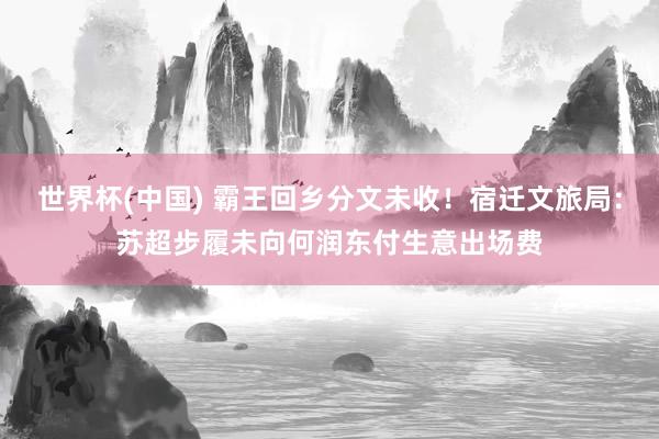 世界杯(中国) 霸王回乡分文未收！宿迁文旅局：苏超步履未向何润东付生意出场费