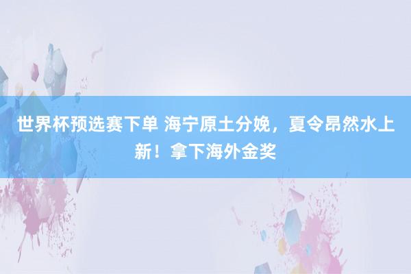 世界杯预选赛下单 海宁原土分娩，夏令昂然水上新！拿下海外金奖