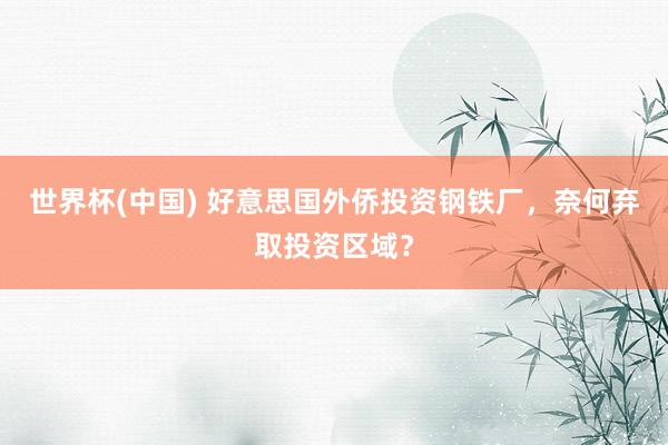 世界杯(中国) 好意思国外侨投资钢铁厂，奈何弃取投资区域？