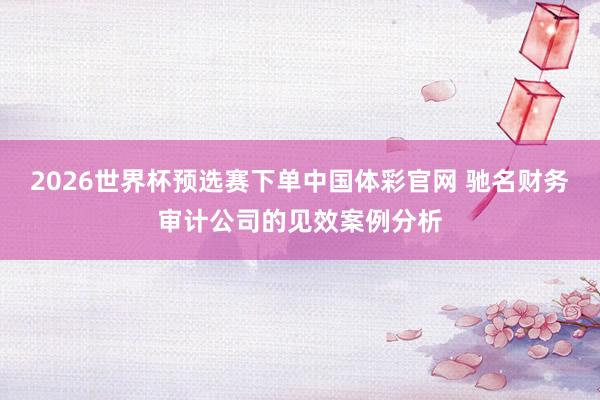 2026世界杯预选赛下单中国体彩官网 驰名财务审计公司的见效案例分析