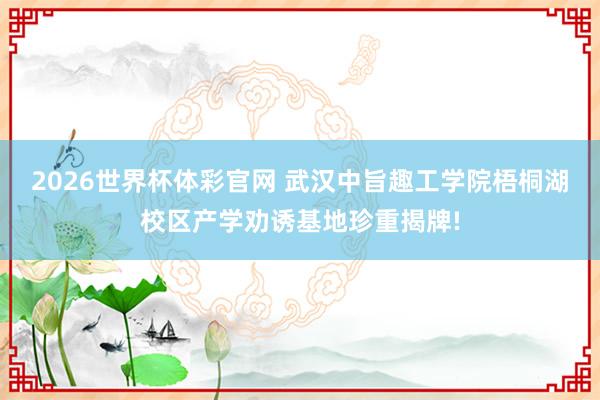 2026世界杯体彩官网 武汉中旨趣工学院梧桐湖校区产学劝诱基地珍重揭牌!