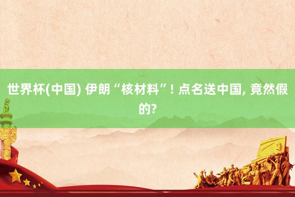 世界杯(中国) 伊朗“核材料”! 点名送中国， 竟然假的?