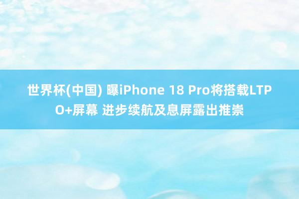 世界杯(中国) 曝iPhone 18 Pro将搭载LTPO+屏幕 进步续航及息屏露出推崇