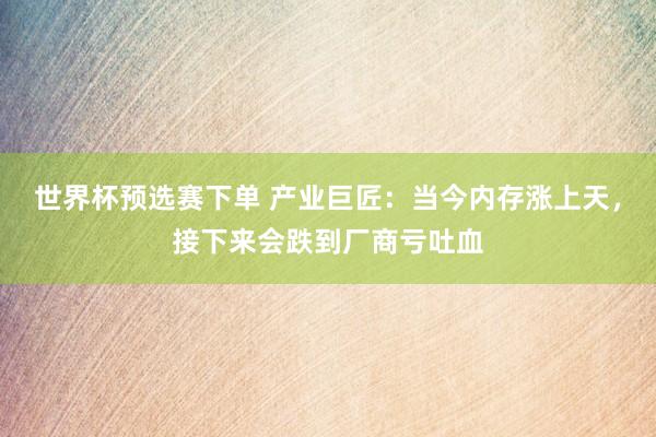 世界杯预选赛下单 产业巨匠：当今内存涨上天，接下来会跌到厂商亏吐血